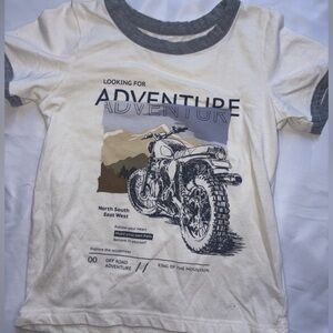 Boys 4T Cream and Gray Adventure Graphic Tee, Motorcycle Design T-shirt